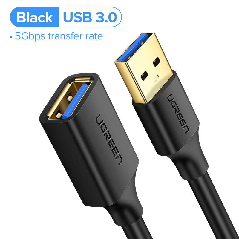 UGREEN 90722 USB 3.0  Extension Male Cable 5m  (Black) #US129 - USB 3.0 Extension Cable - Easy-reach extension cable -  5Gbps data transfer - Environmentally friendly - Universal Compatibility, no drivers required on any OS and Windows system. 