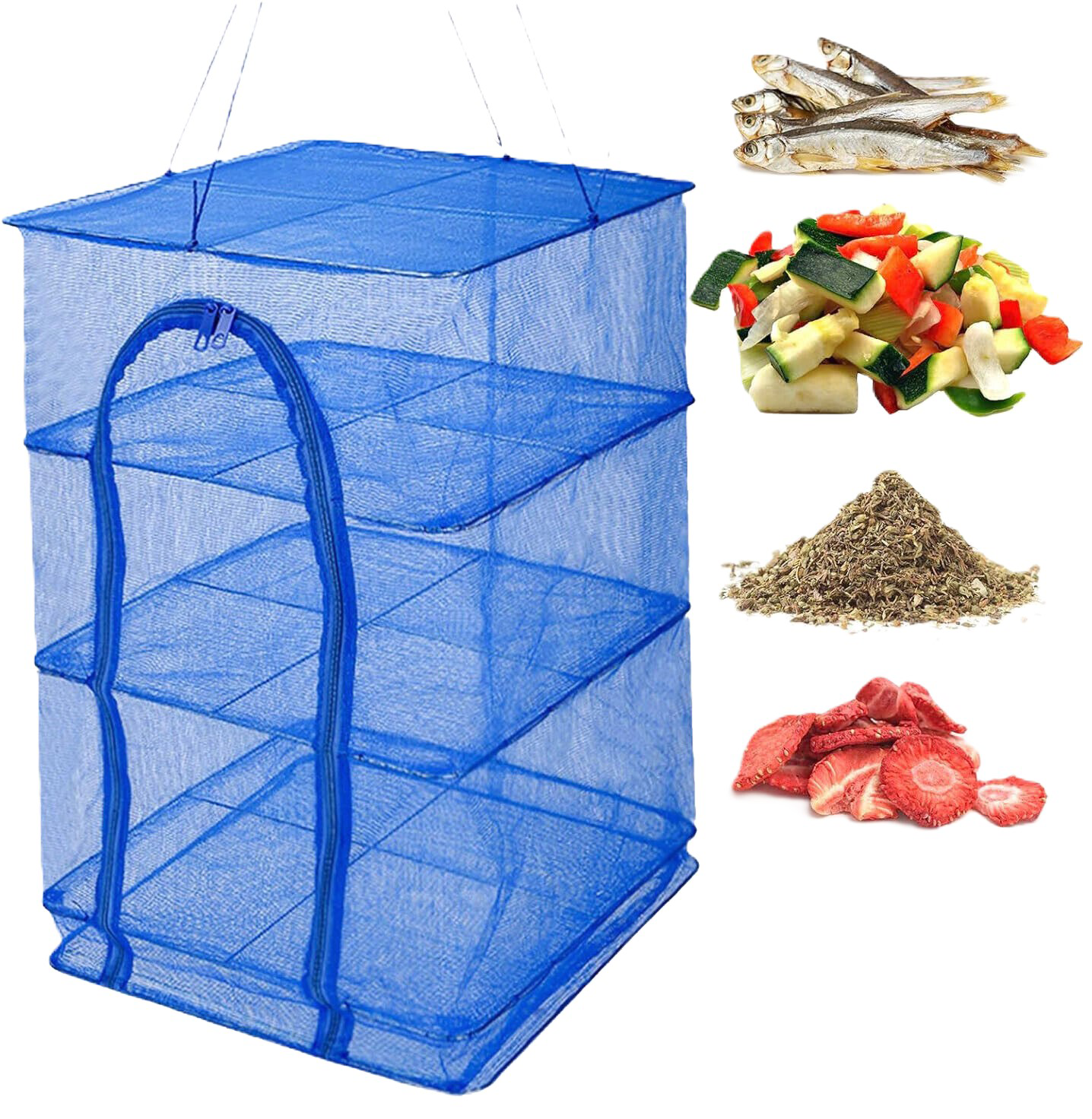 Foldable 4 Layers Drying Net Fish Drying Rack Hanging Vegetable Fish Dishes Dryer Hanger Fishing-Gadget Biz. 