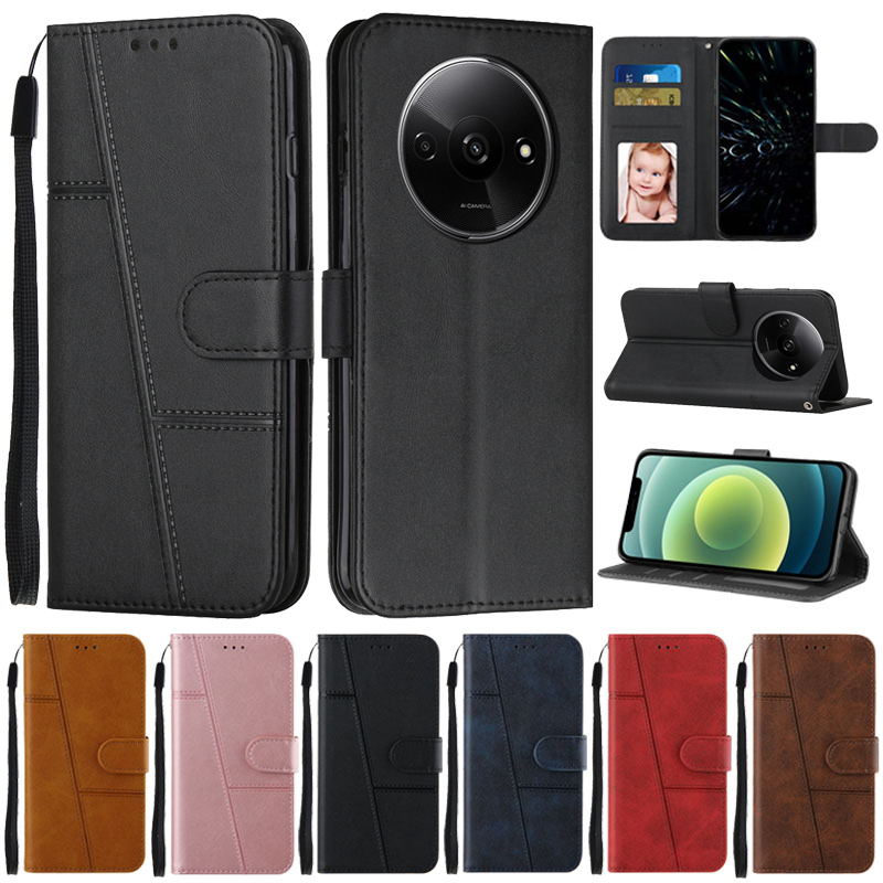 Cover per Xiaomi Redmi A3/A3X, Custodia in PU Pelle Portafoglio Flip