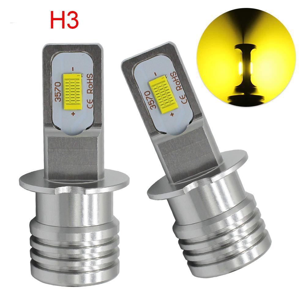 2pcs High Power H3 LED Fog Light 3570 Chips LED Fog Blubs 72W 3200LM 3000K Golden. 