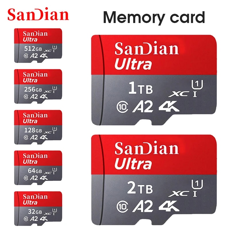 SanDian Ultra Micro SD Card 128GB 64GB Class10 A2 4K Memory Card 256GB 1TB Micro SD 32GB 512GB Flash SD/TF Card For Phone