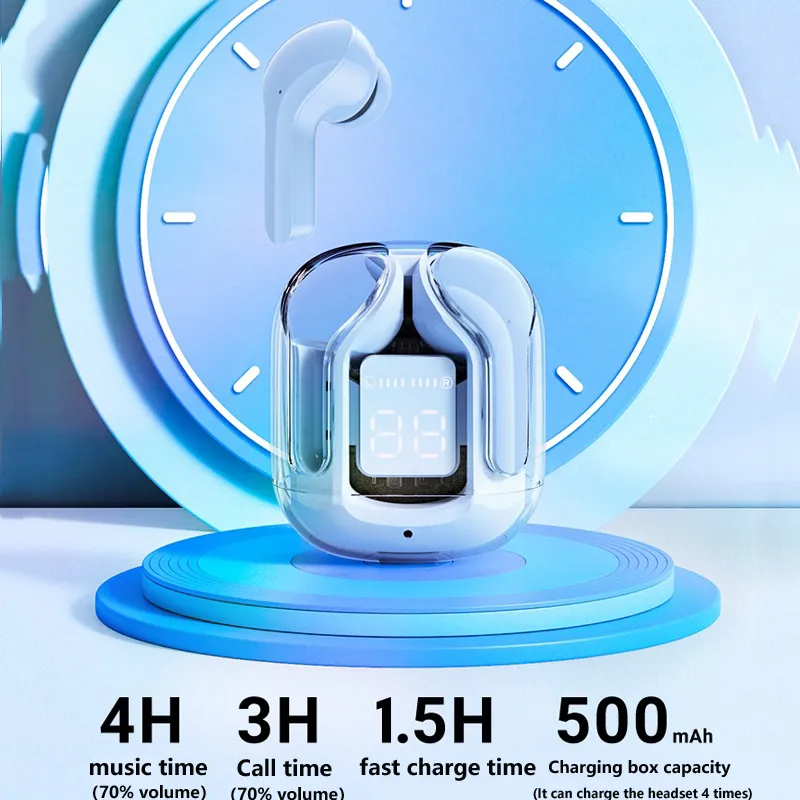 BT30 Mini transparent Wireless Bluetooth headset Digital display ENC noise reduction. 