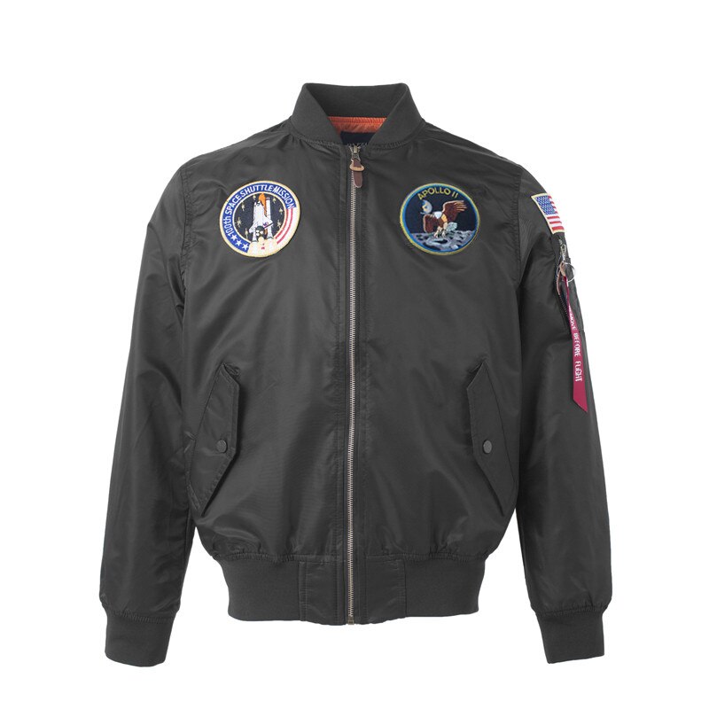 【Alien Alien】 Autumn Apollo Thin 100th SPACE SHUTTLE MISSION MA1 Bomber Hiphop US Air Force Pilot Flight Korean College Jacket For Men. 