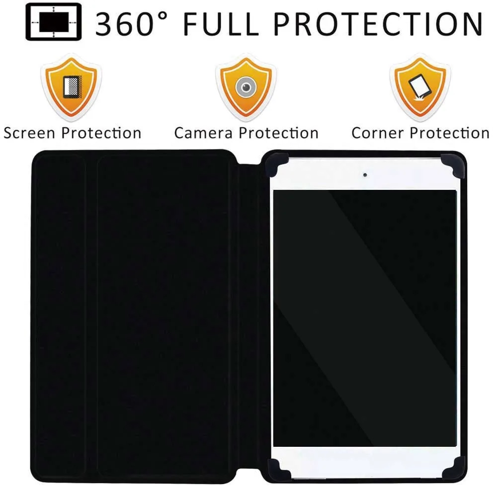 Tablet Case for Alcatel 1T 7 10/3T 8 10/A3 10 Cover Case for 7 Inch/8 Inch/10 Inch Leather Flip Pure Black Protective Shell+pen. 