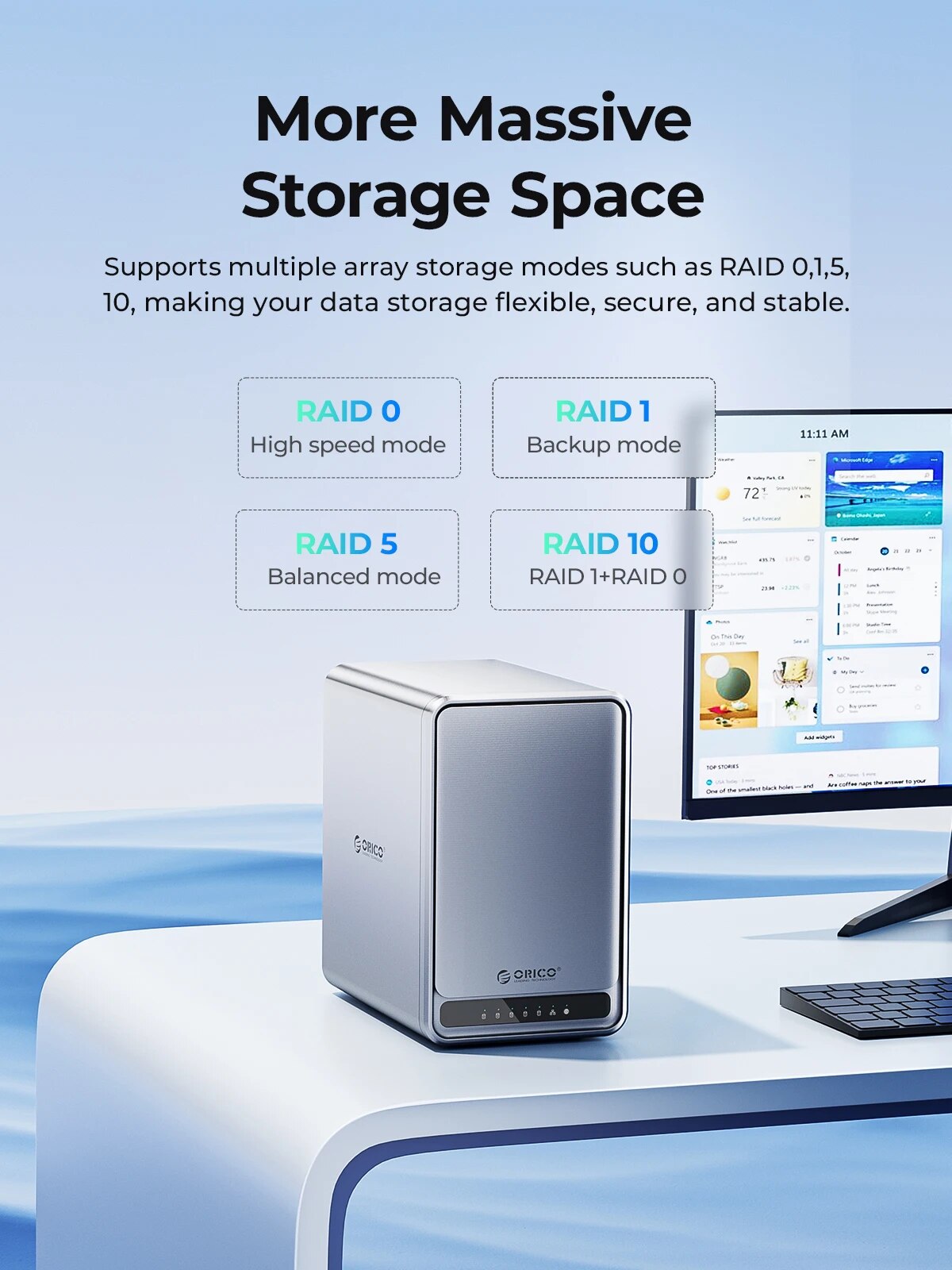 ORICO MetaCube Pro 3.5" Enterprise Storage 5 Bay NAS with Multi-account Usage Double Encryption Data Sharing for 7x24 Hours Work. 