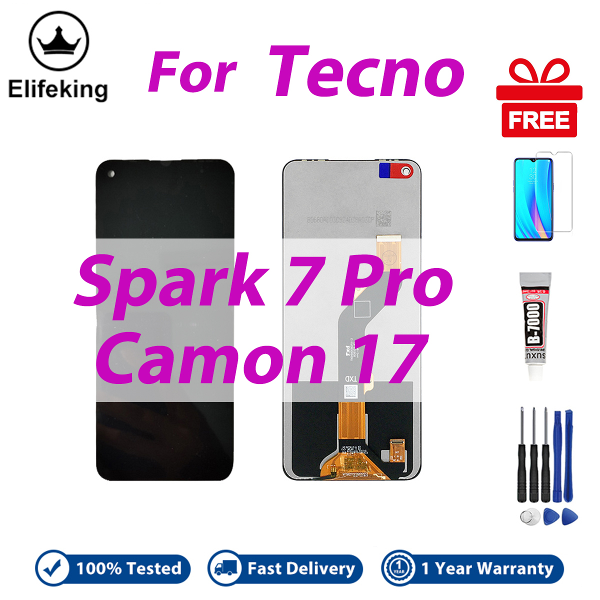 LCD No Frame For Tecno Spark 7 Pro Camon 17 CG6 CG6j Display Touch Screen Digitizer Assembly Replacement Parts