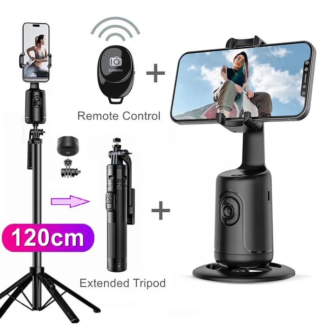 Auto Face Tracking Phone Holder with Remote, 360°Rotation Phone Camera Mount, Gesture Control Moving Tripod for Phone Video,Vlog. 