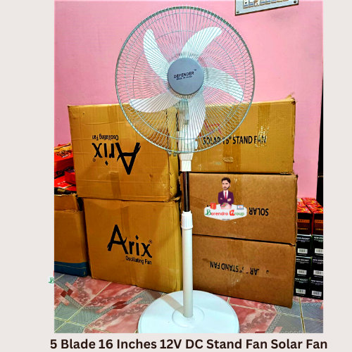 Defender Full Stand Solar Fan 16 Inch 5 Blade 16 Inches 12V DC Stand ...