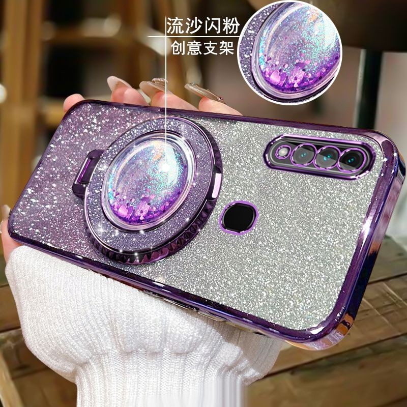 Phone cover OPPO A31 Back cover case Transparent Hourglass Funnel Quicksand Finger Ring Metal Phone Holder Girls Ladies Case