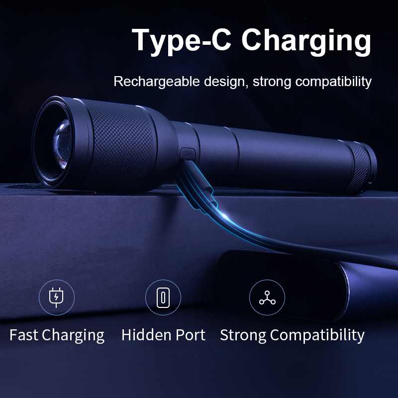 Philips SFL6168 Zoom Flash-light torch light with USB Charging 18650 Portable Flash-lights Rechargeable Lamp for Camping. 