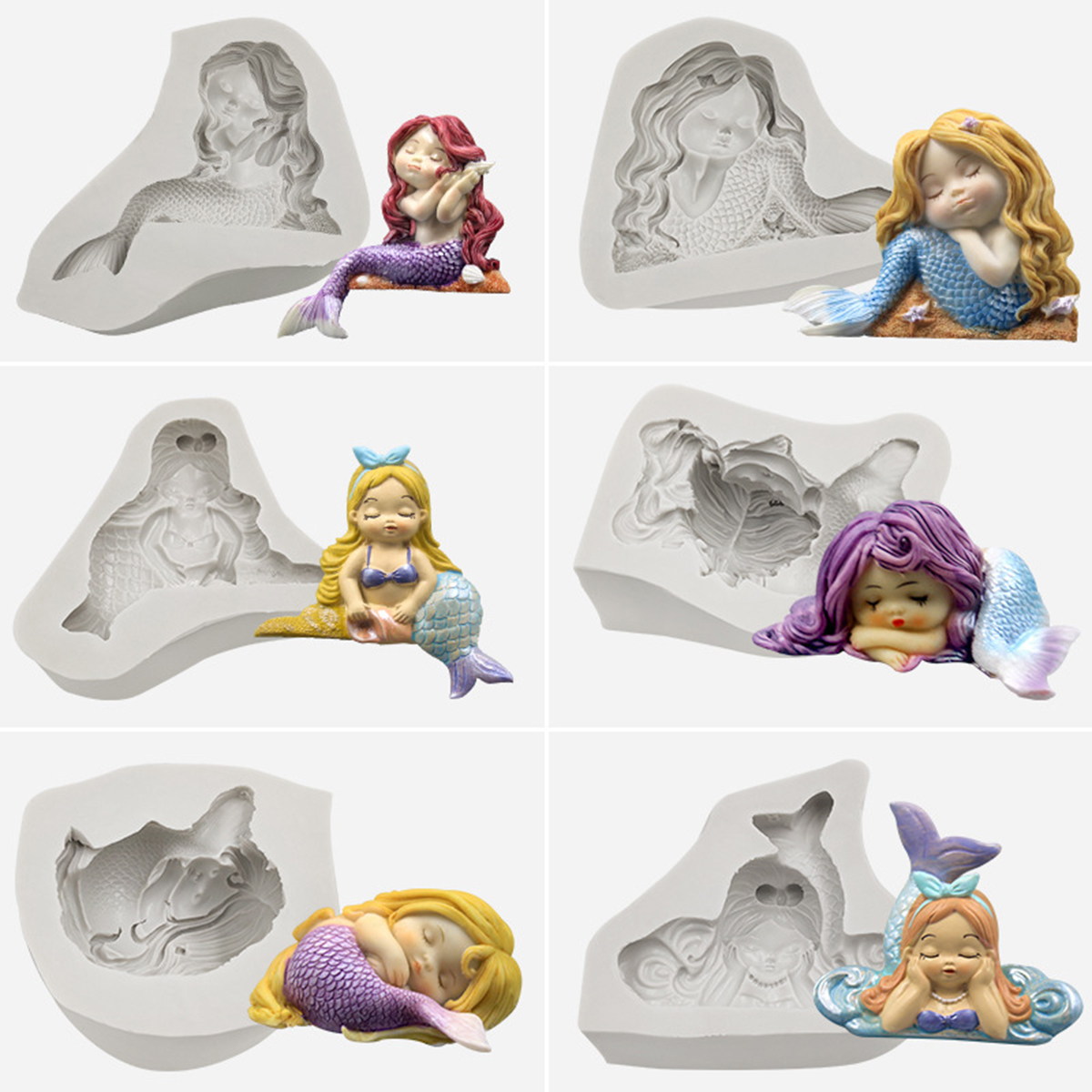 3D Mermaid Silicone Mold Fondant Mold Chocolate Mould for Decorating Cakes - HY-51. 