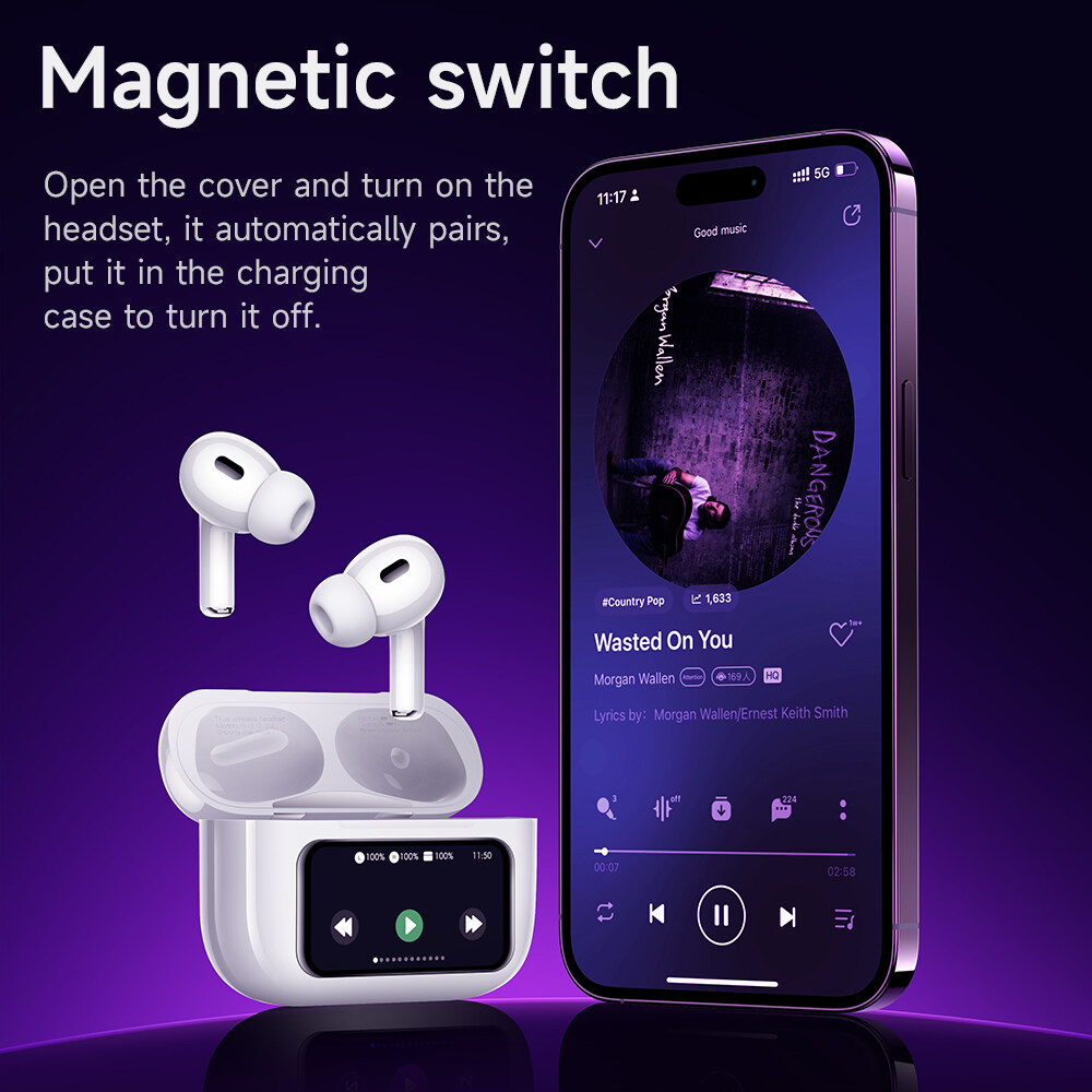 Hoco EW72 ANC TWS Earbuds With HD Display. 