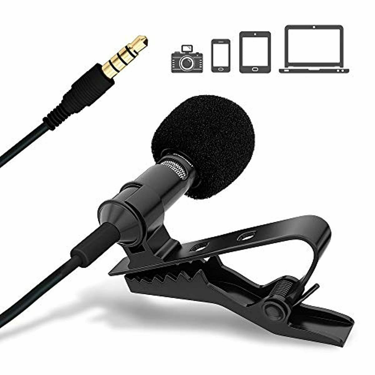 Bestkroy-Ultimate Lavalier Microphone for Bloggers and Vloggers Lapel Mic Clip-on Omnidirectional Condenser for iPhone Ipad Samsung Android Windows Smartphones. 