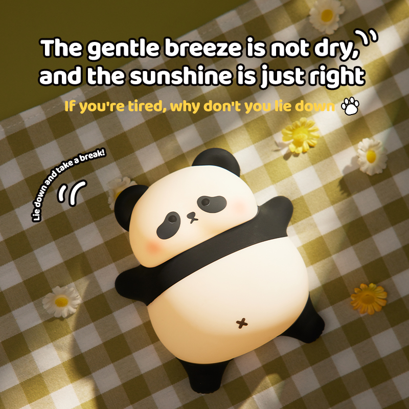 Panda LED Night Light USB Rechargeable Touch Silicone Patting Lamp Children Night Sleeping Mood Light Bedroom Decor Kid Gift Toy. 