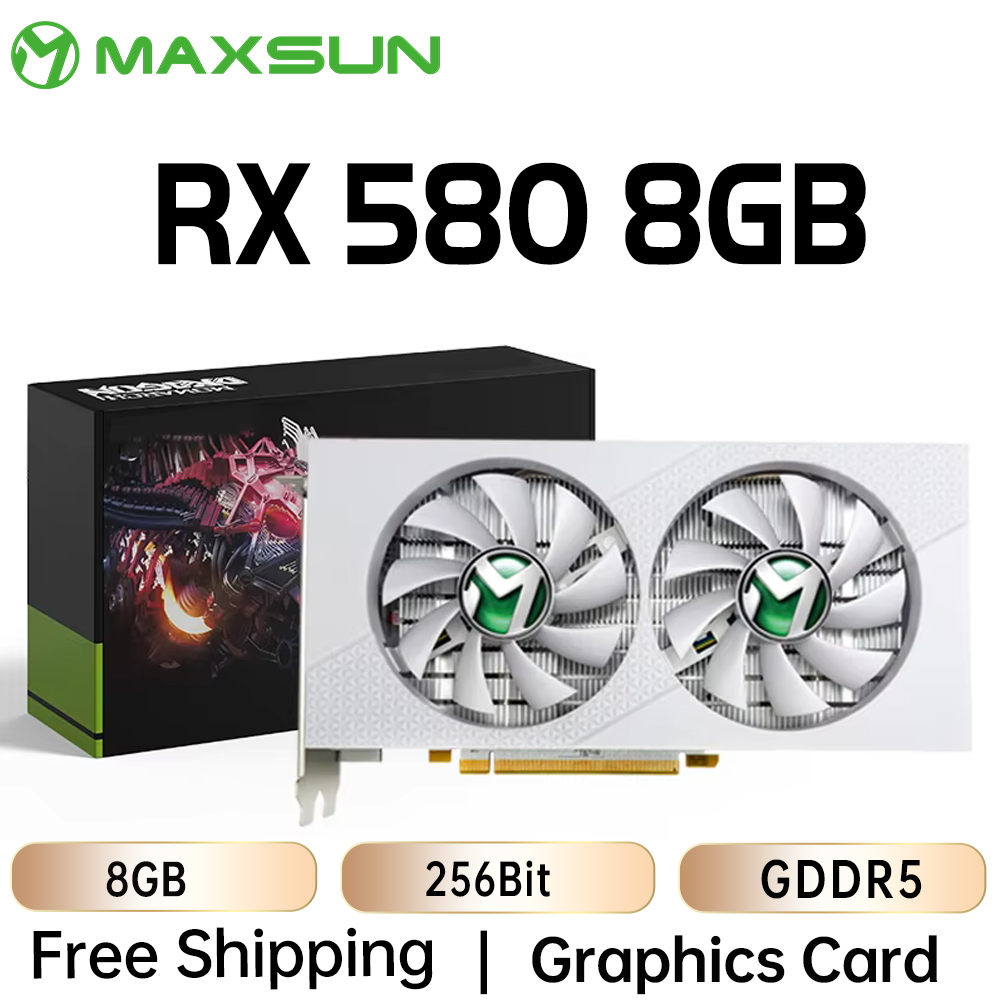 MAXSUN AMD RX580 8GB Graphics Card GDDR5 256Bit 2048SP HDMI+DP+DVI Gaming Video Cards Desktop Computer component Full New RX 580. 