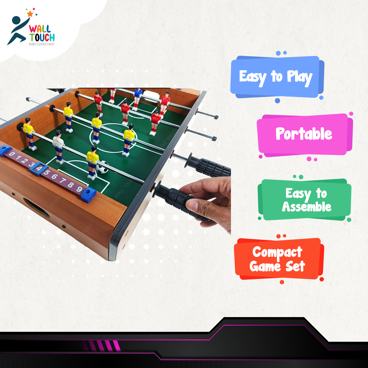 TABLETOP FOOSBALL TABLE- Portable Mini Table Football / Soccer Game Set with Two Balls and Score Keeper for Adults and Kids. 