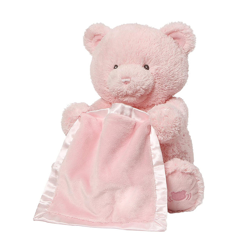 Cross-border Amazon peek-a-boo cat bear talking hide and seek electric plush toy four-color English version. 