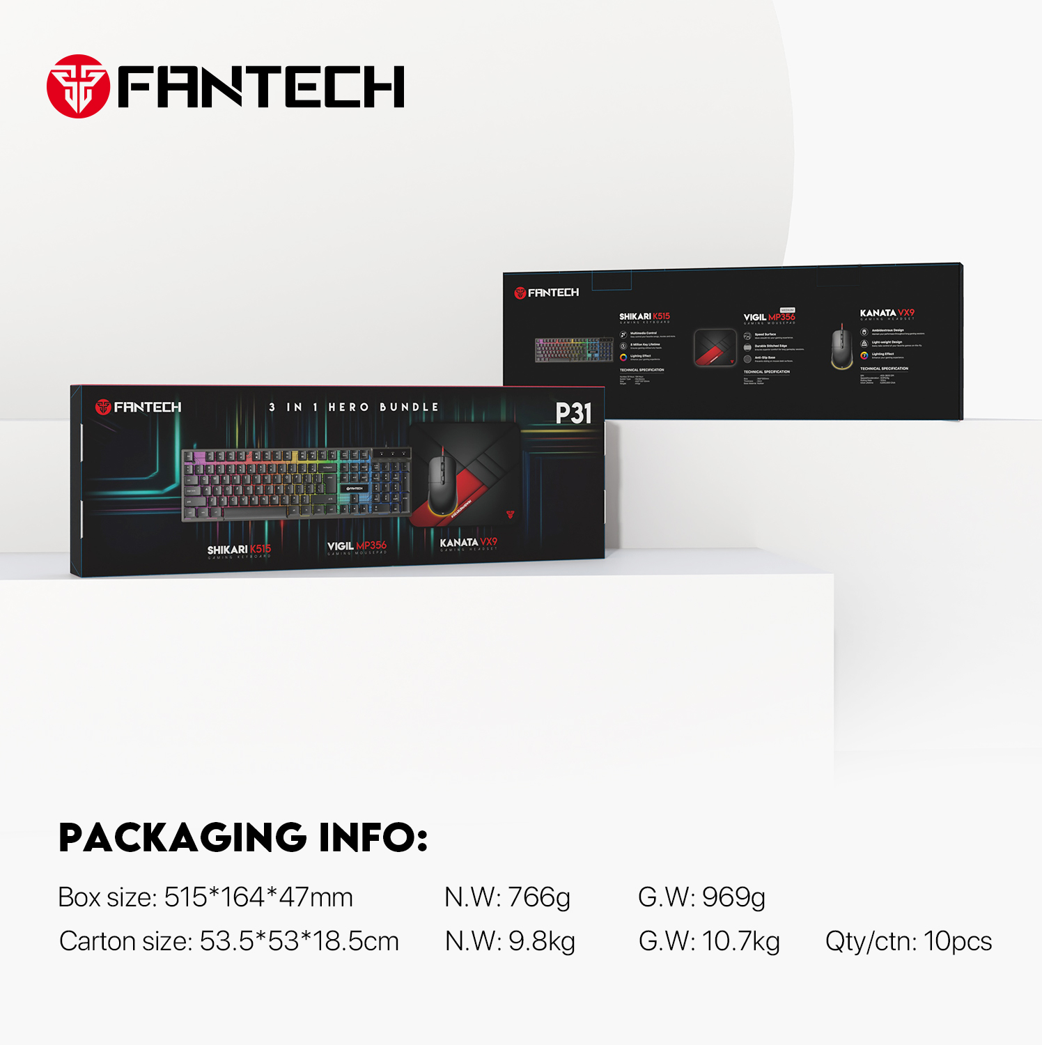 FANTECH P31 HERO BUNDLE Gaming Set K515 Shikari Keyboard VX9 Kanata Mouse  MP356 Vigil Mousepad For PC And Laptop | Daraz.com.bd