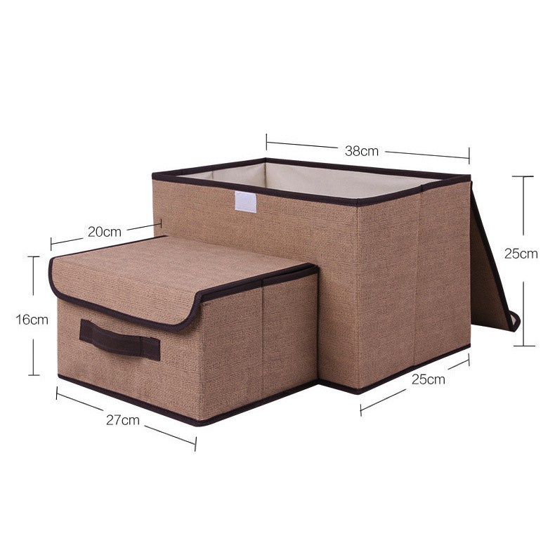 YQ 2 in 1 Plain Color Foldable Storage Box Organizer With Cover set. 