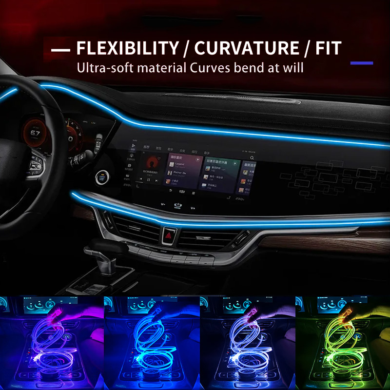 RGB LED Light Strip For Car Interior 1M2M3M4M5M USB Fiber Optic Atmosphere Lamp Support APP Control Ambient Neon Invisible Light. 