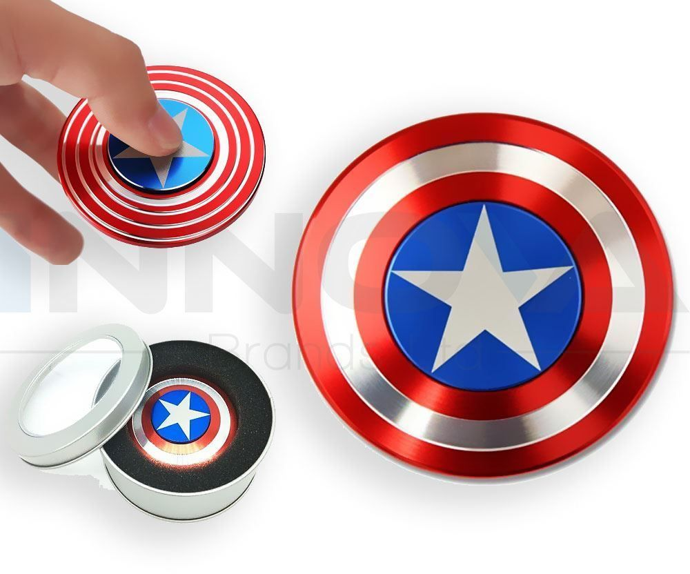 New Canvas Captain America Shield Metal Stress Reducer Tri-Spinner Fidget - Random Color/Model. 