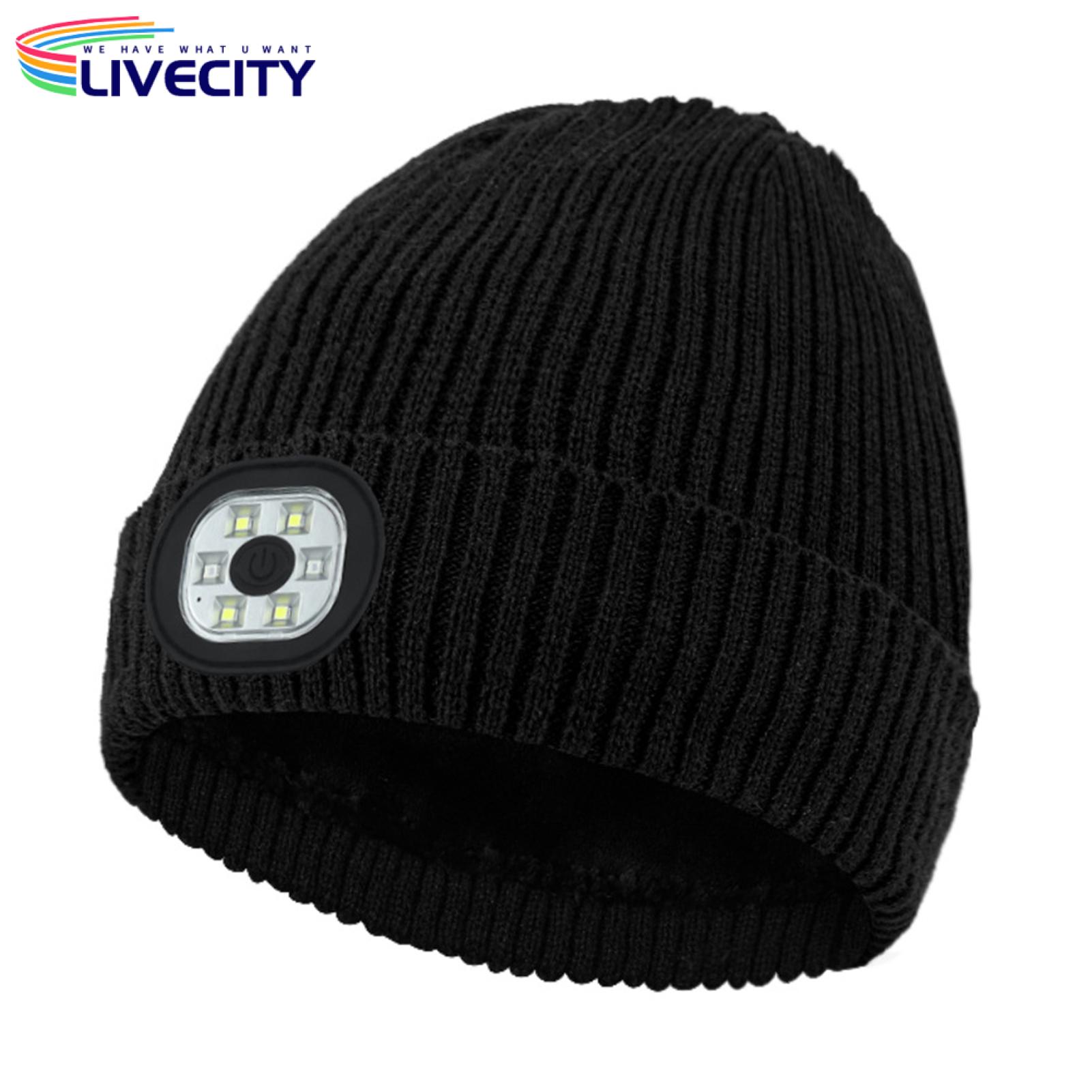 Winter Warmth Hat Unisex Led Light Knit Beanie Hat for Night Running Outdoor Activities Warm Fleece Lining Streetwear Style Available in Various Colors Led Knitted Hat
