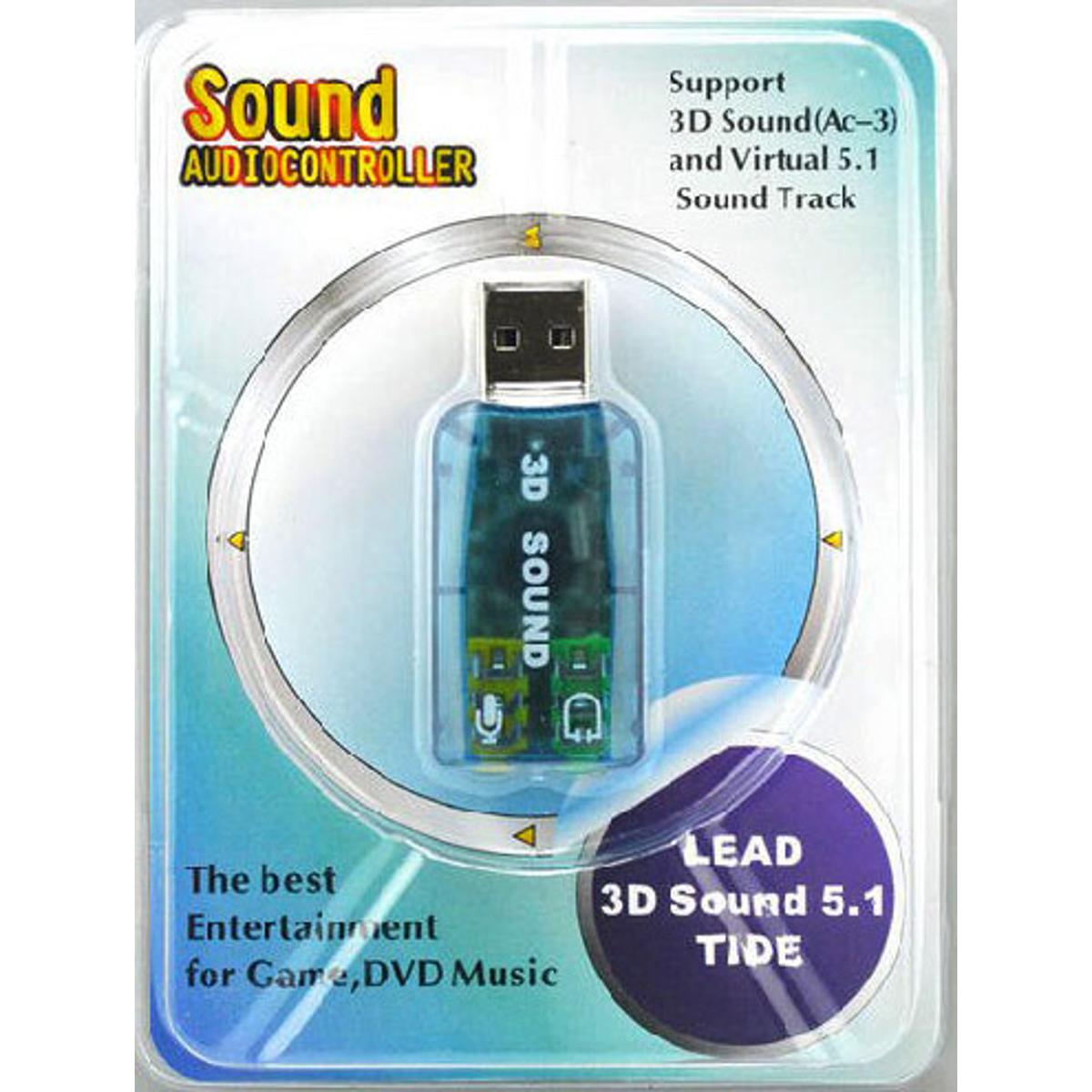 USB 2.0 Sound Card 3D USB Audio 5.1 Channel External Adapter 3.5mm. 