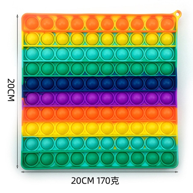 【VisioN Shop】Super Big Size Square Rainbow Fidget Toy Simple Dimple Sensory Educational Bubble Fidget Toys  Stress Relief. 