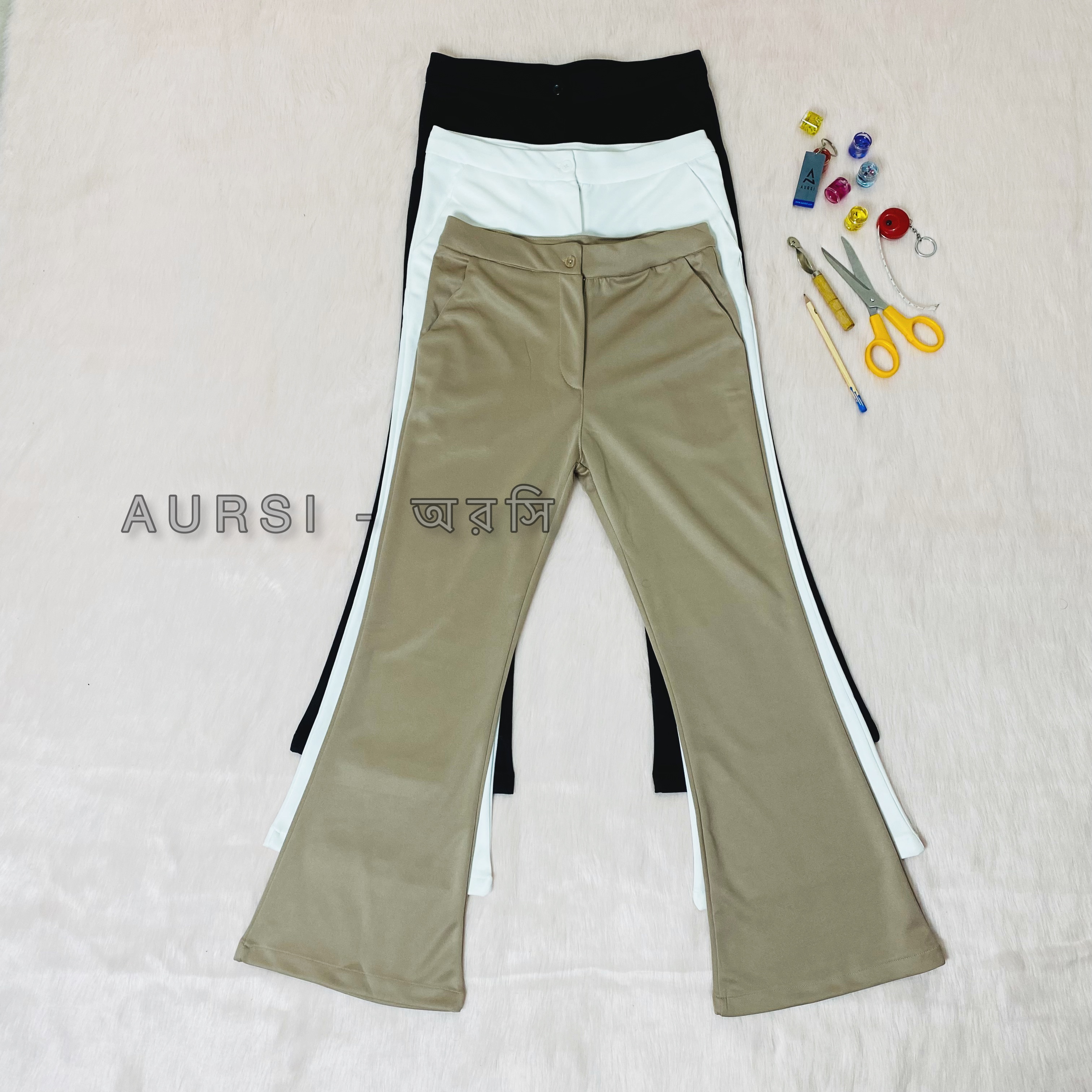 High Waist Flare Pant made  by knit twill fabric. 
