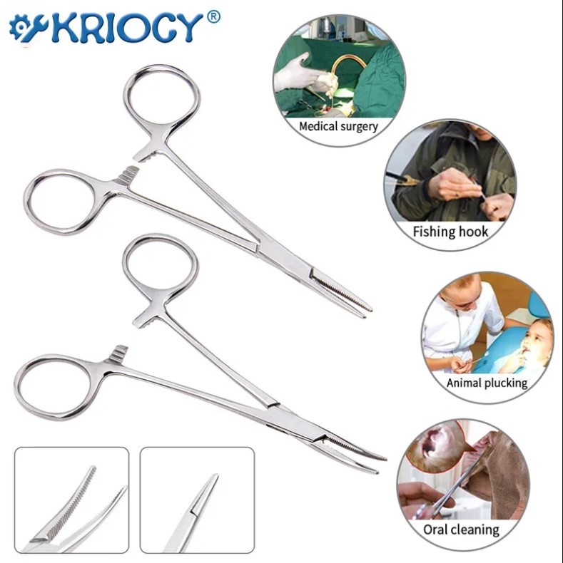 2Pcs/Set Stainless Steel Curved Tip and Straight Tip Forceps Locking ...