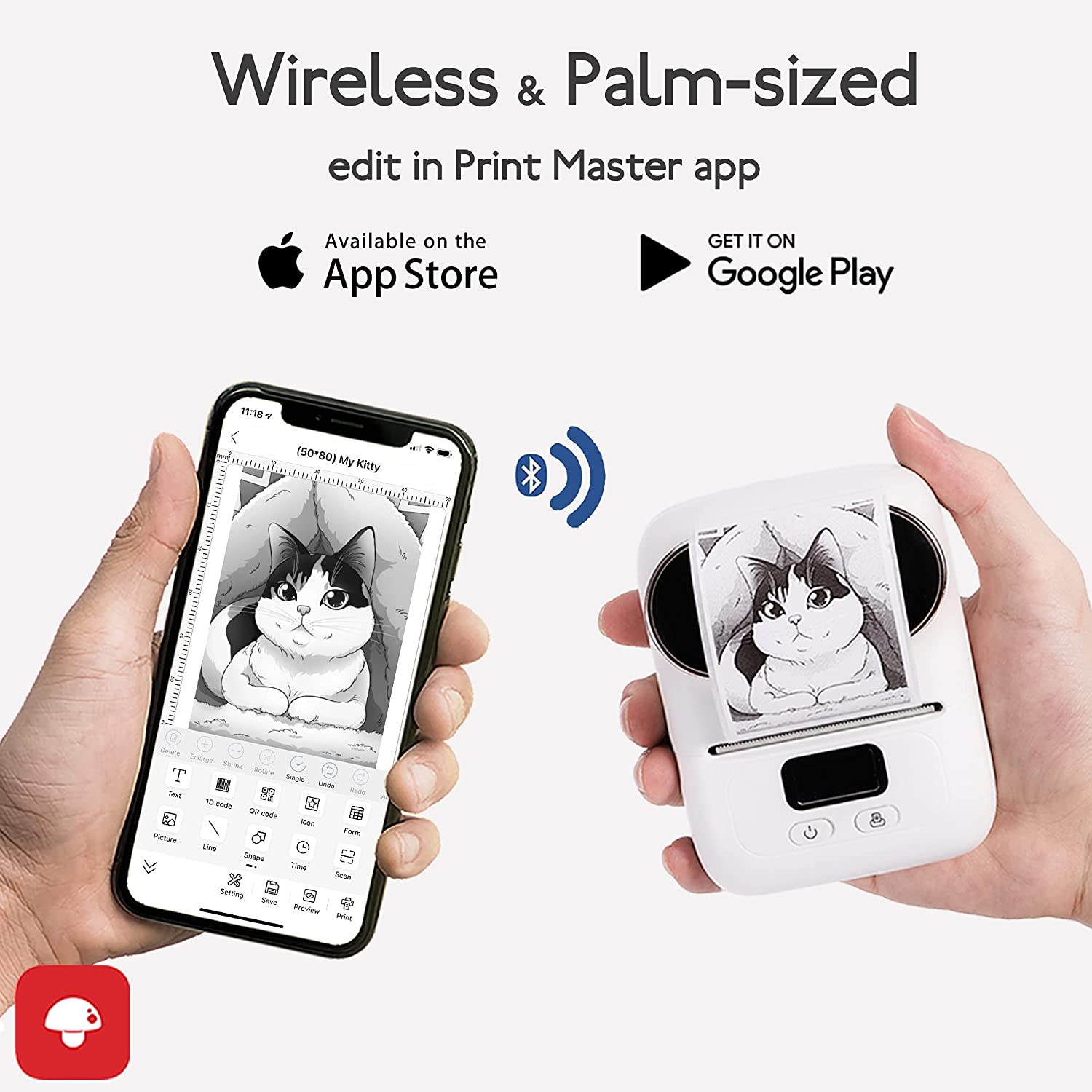 Phomemo M110 Label Maker - Portable Blue-tooth Thermal Label Maker Printer for Barcode, Clothing, Jewelry, Retail, Mailing, Compatible with Android & iOS System, Support 20mm-50mm Width Sticker Paper printing. 
