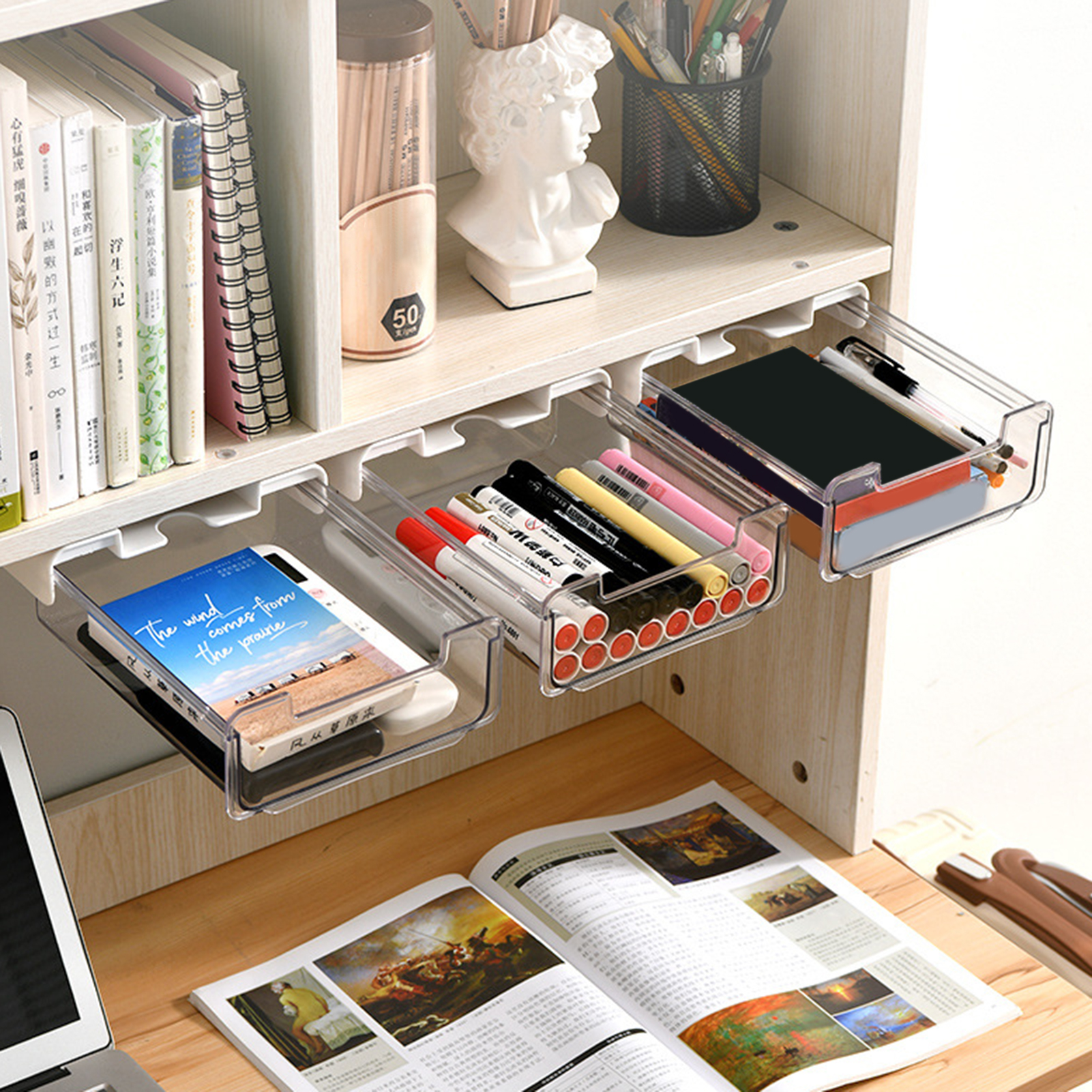 Storage Drawer Multi-purpose Under Desk Pull Out Style Storage Drawer. 