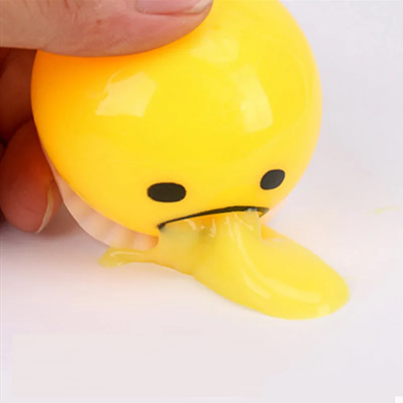 Cute Lazy Egg Yolk Puking Sucking Stress Ball Puking Egg Yolk Stress Slime Ball Vomiting Funny Stress Relief Fidget Toys Prank. 