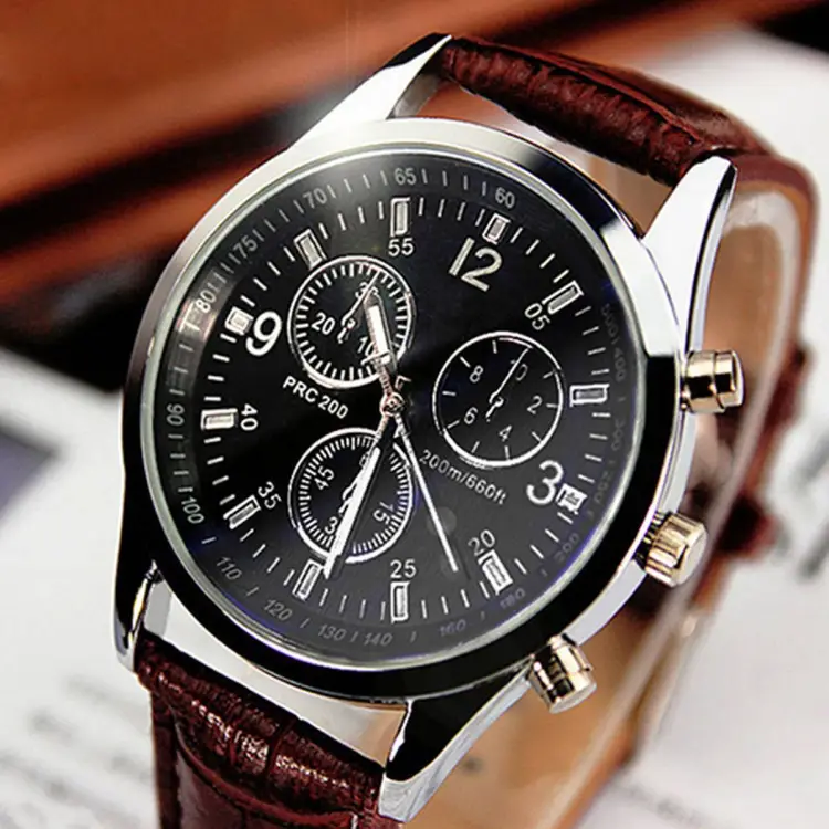 with Leather Dial Band Fashion Gift Watch Quartz Sleek