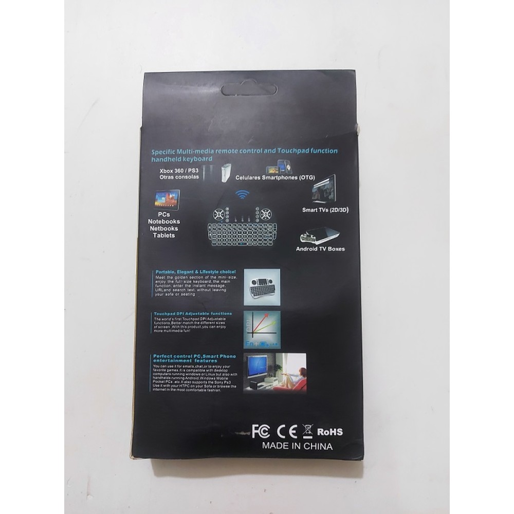 i8 Mini Wireless Keyboard With Touch Mouse Pad backlit. 