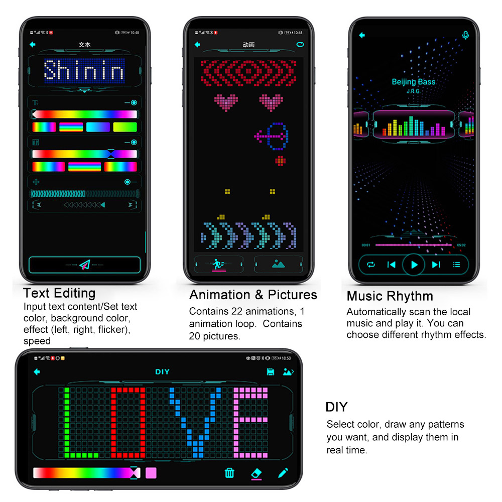 LED Shining Smart Glasses APP Programmable Rechargeable Wireless Blue tooth Multi Color Led Dynamic glasses for Party. 