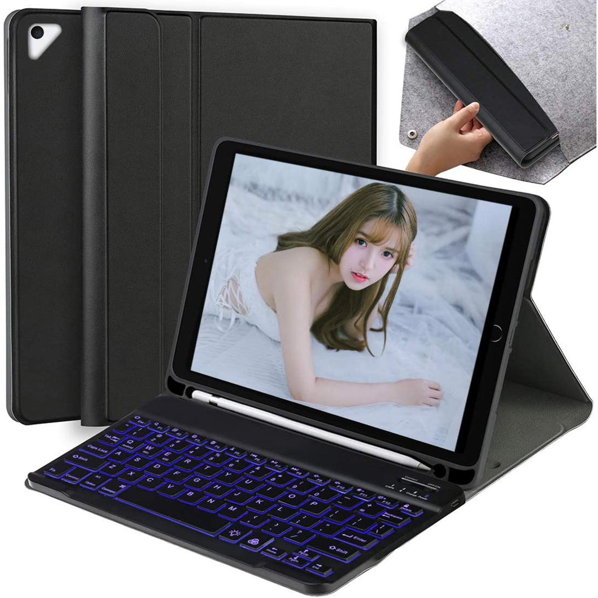 iPad Keyboard Case 9.7 for iPad 6th Generation 2018 iPad 5th Gen 2017 iPad Pro 9.7 iPad Air 2 Air 1 with Pencil Holder Bluetooth Wireless Detachable Keyboard with 7 Colors Backlit Keyboard