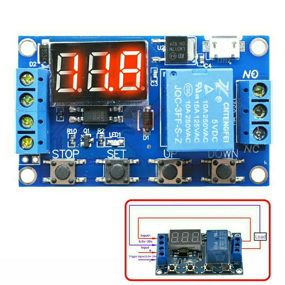 XY-J02 WS16 DC 6-30V 5V LED ডিসপ্লে অটোমেশন Cycle Loop Trigger Timer. 