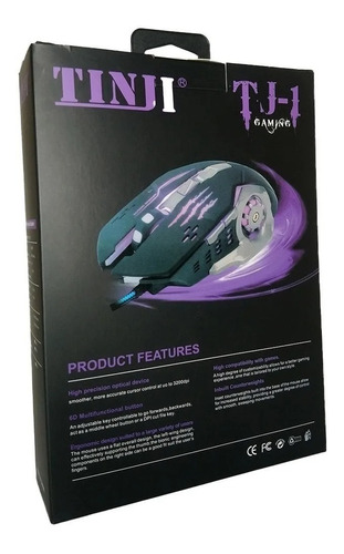 TINJI TJ-1 T9 G11 Wired USB Gaming Mouse, 3200 DPI Optical Sensor, RGB Lighting, 6 Mechanical Buttons, Lightweight & Durable Mouse for PC/Laptop/Mac Wired Optical Gaming Mouse  (USB 2.0, Multicolor). 