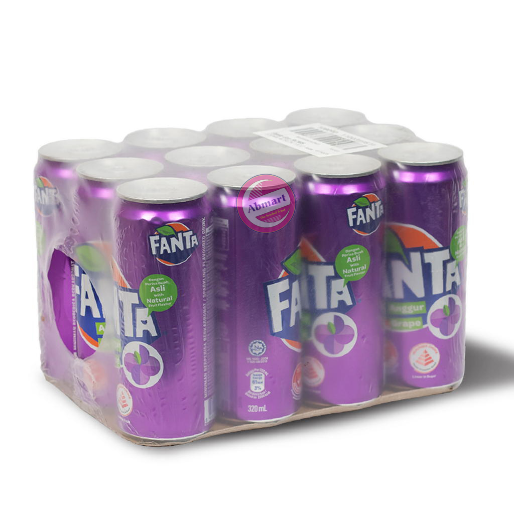 Fanta Grape Can Soft Drinks 320ml 12Pieces product of malaysia