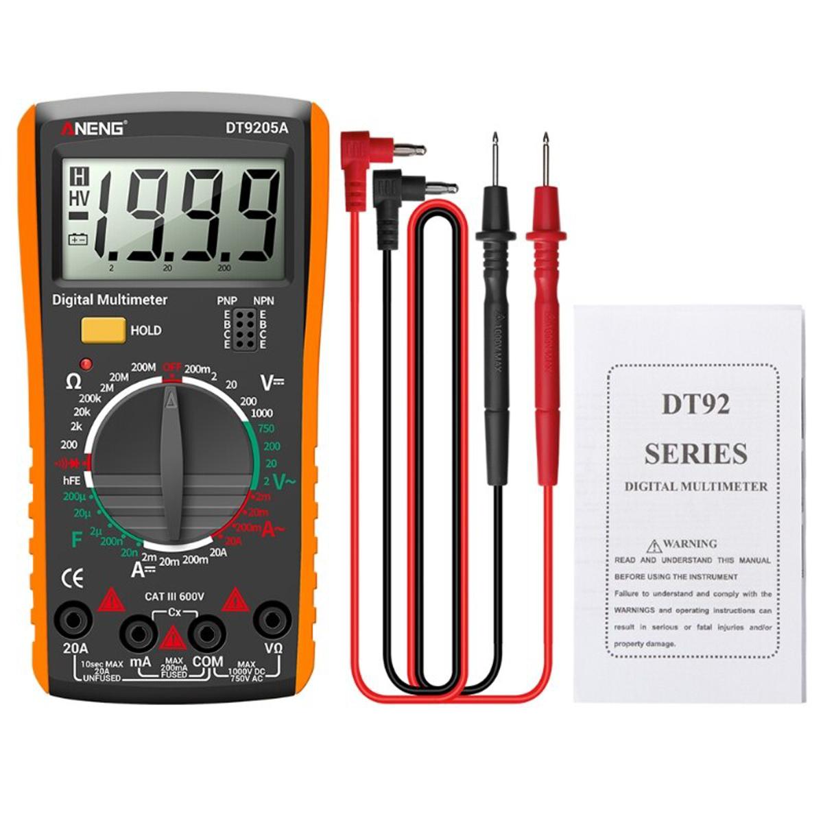 Digital Multimeter AC/DC hFE Transistor Capacity Diode Tester Electrical Tools Voltage Meter Smart Multimetro Tester