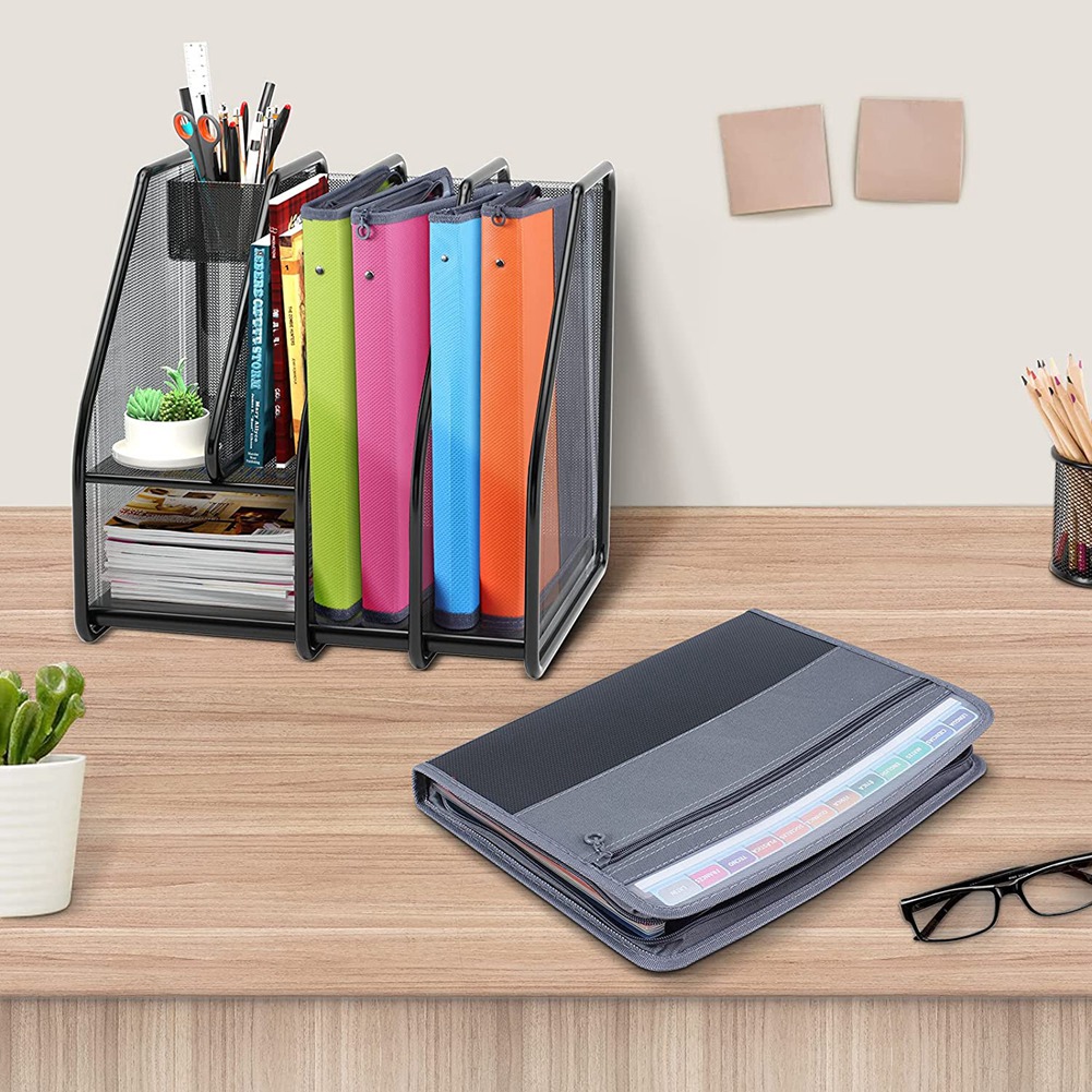 13 Pocket File Folder Storage Rack,with Zipper, for A4 Paper, G. 
