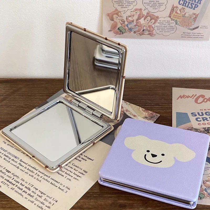 Shiny Quicksand Makeup Mirror Portable Magnifying Hand Square Makeup Standing Vanity Foldable Pocket Mirror Cute Compact Girls. 