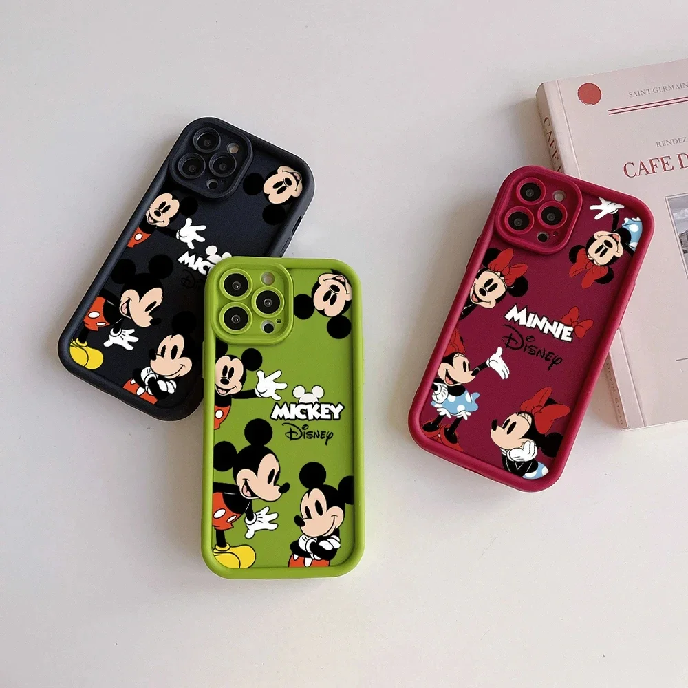 Disney Mickey Minnie Mouse Cute Siliocne Phone Case For iPhone 14 12 13 11 15 Pro Max XR XS X 7 8 Plus Shockproof Back Cover. 