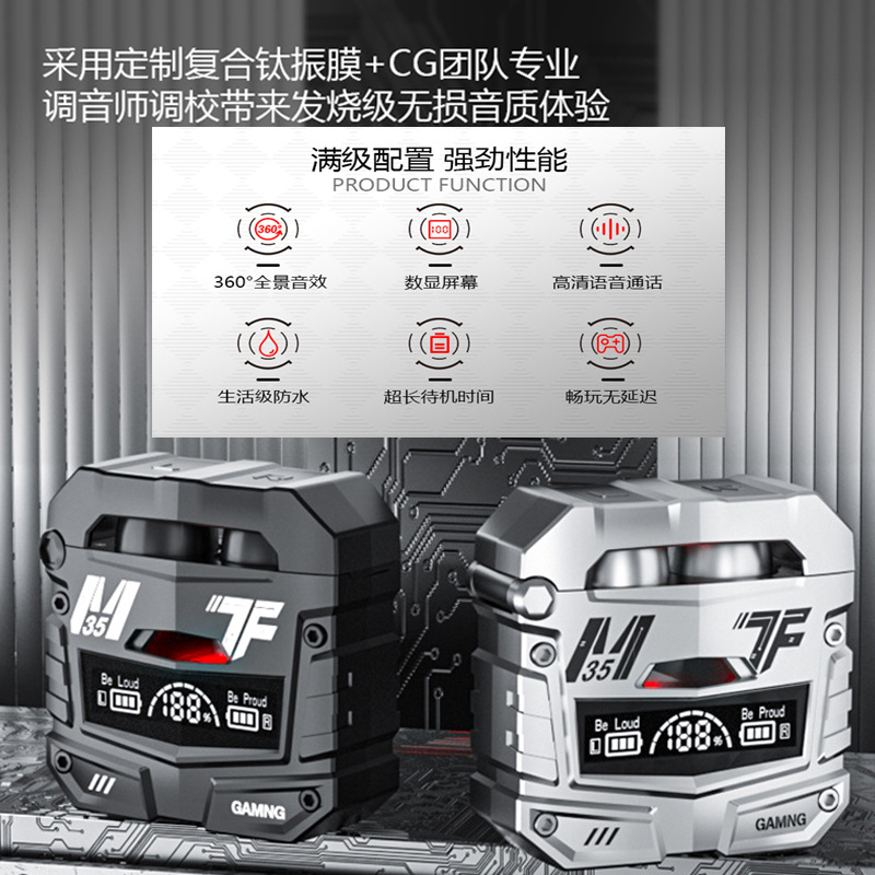 New M35 private model cross-border wireless bluetooth headset sports electric competition TWS5.3 high sound quality factory wholesale. 