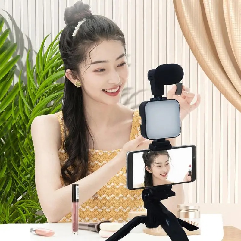 Vlogging Camera Kit Content Creator For Podcast And Vlogging Tripod Phone Holder Vlogger Kit With LED Light For Vlogging_D Shop. 
