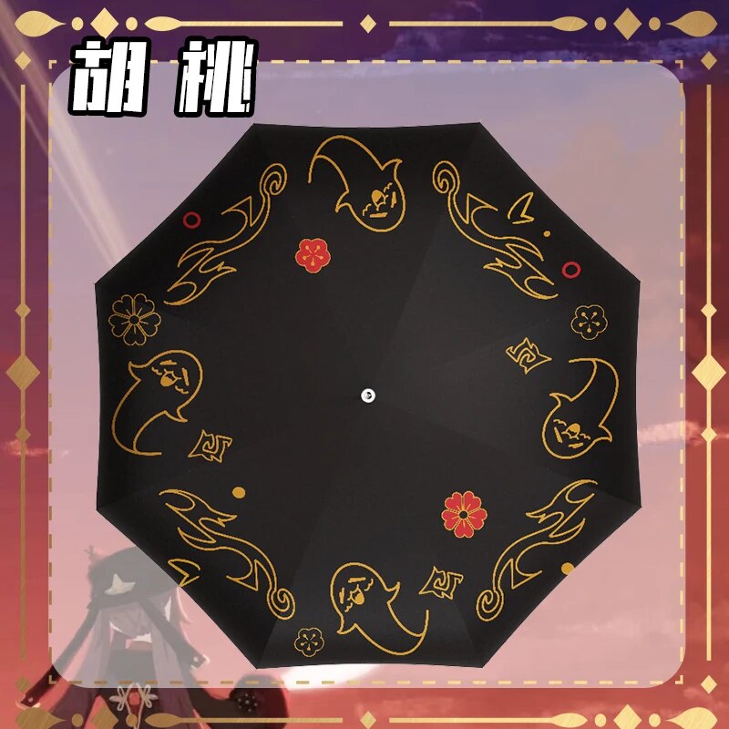 Genshin Impact Automatic Umbrella Three Folding UV Umbrella For Rain and Sun Windproof Portable Parasol Wanderer ZhongLi Barbato. 