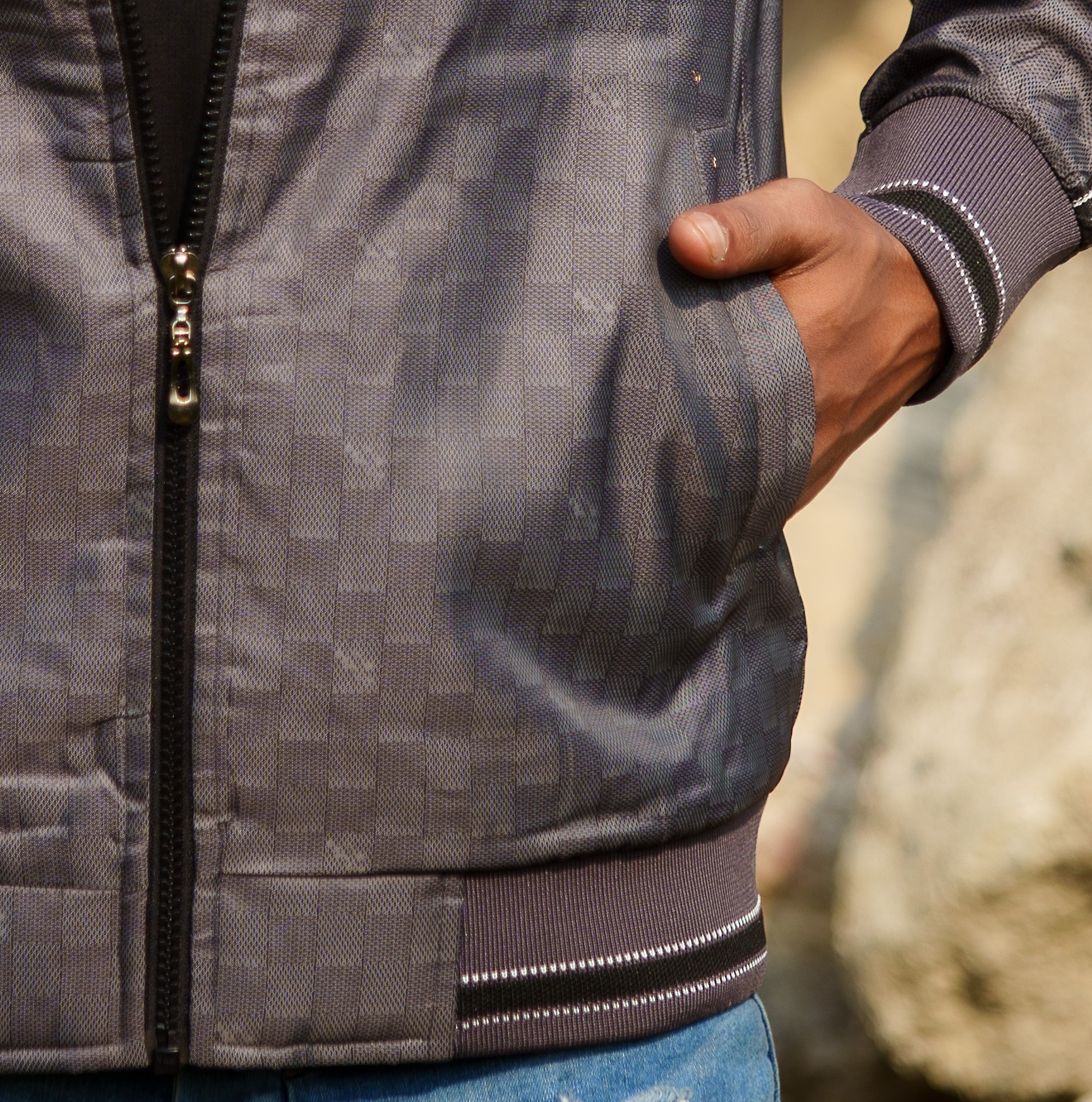 Shohure Dark Gray color Double part air proof jacket. 