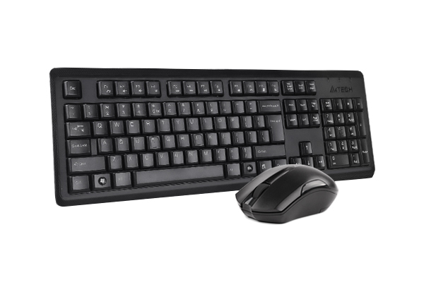 A4TECH 4200N Wireless Keyboard Mouse Combo - 2.4G Wireless - 12 Multimedia Hotkeys - 1000 DPI - For PC/Laptop - Black. 