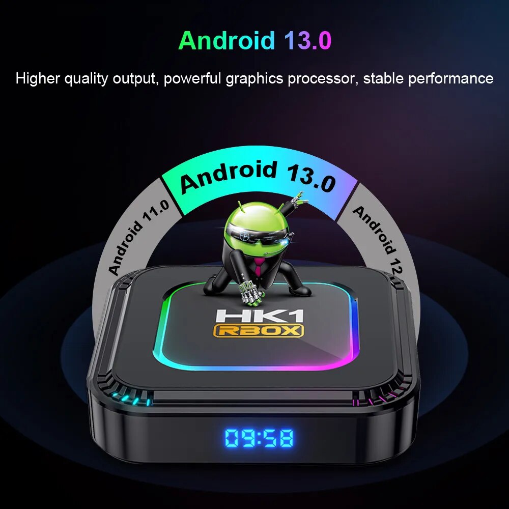 LEMFO TV Box Android HK1 RBOX K8 Android 13 8K RGB Light 4GB 128GB RK3528 WiFi6 Dual Wifi Smart TV Box 2023 PK Android 12 6K. 